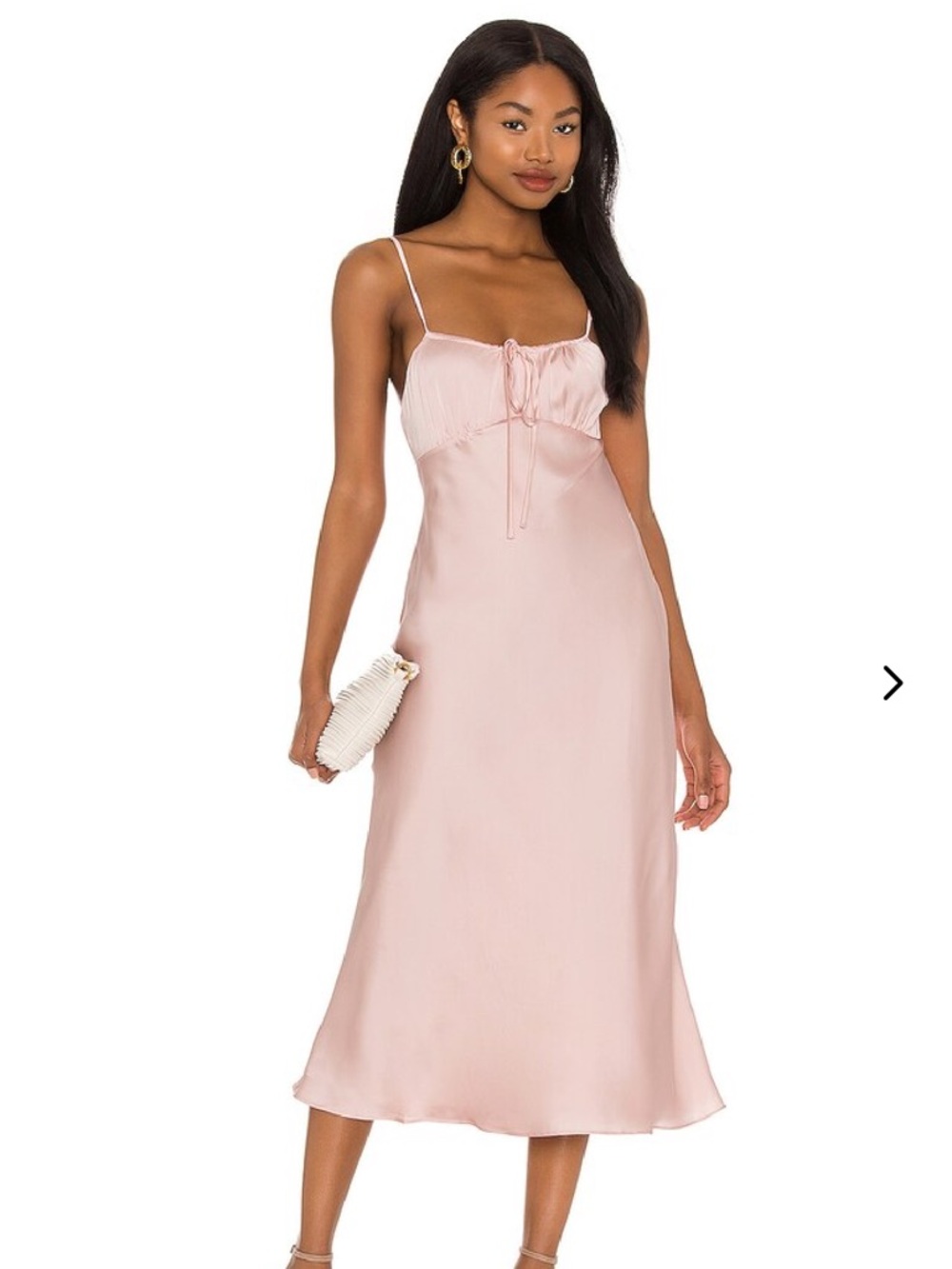 Lovers + Friends Blush Pink Satin Slip Midi Dress